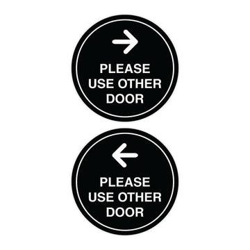 Signs ByLITA Circle Please Use Other Door Sign Set with Adhesive Tape, Mounts On Any Surface, Weather Resistant, Indoor/Outdoor Use